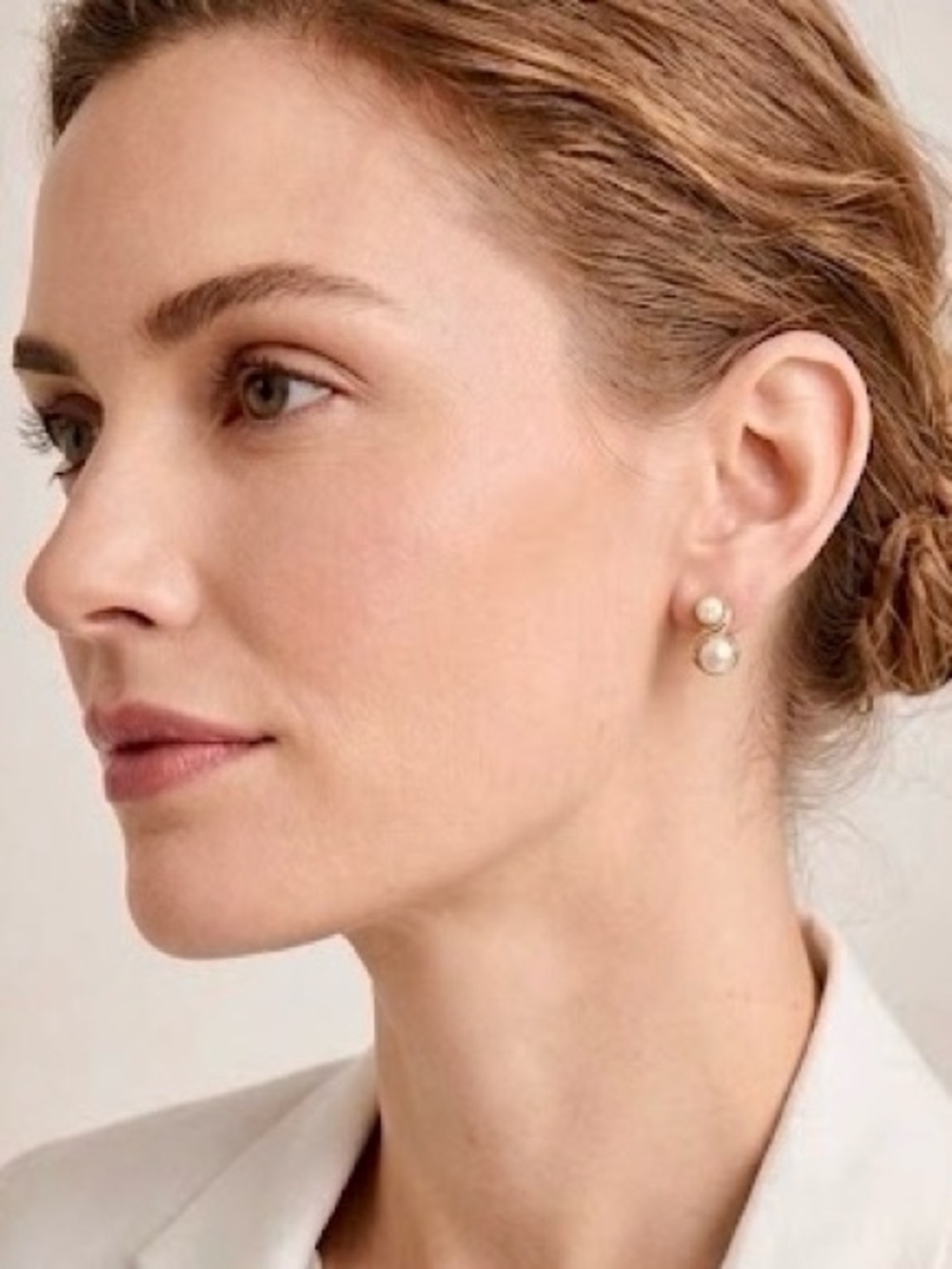 Faux Double Pearl Gold Swirl Earrings for Pierced Ears Vintage Classic Studs